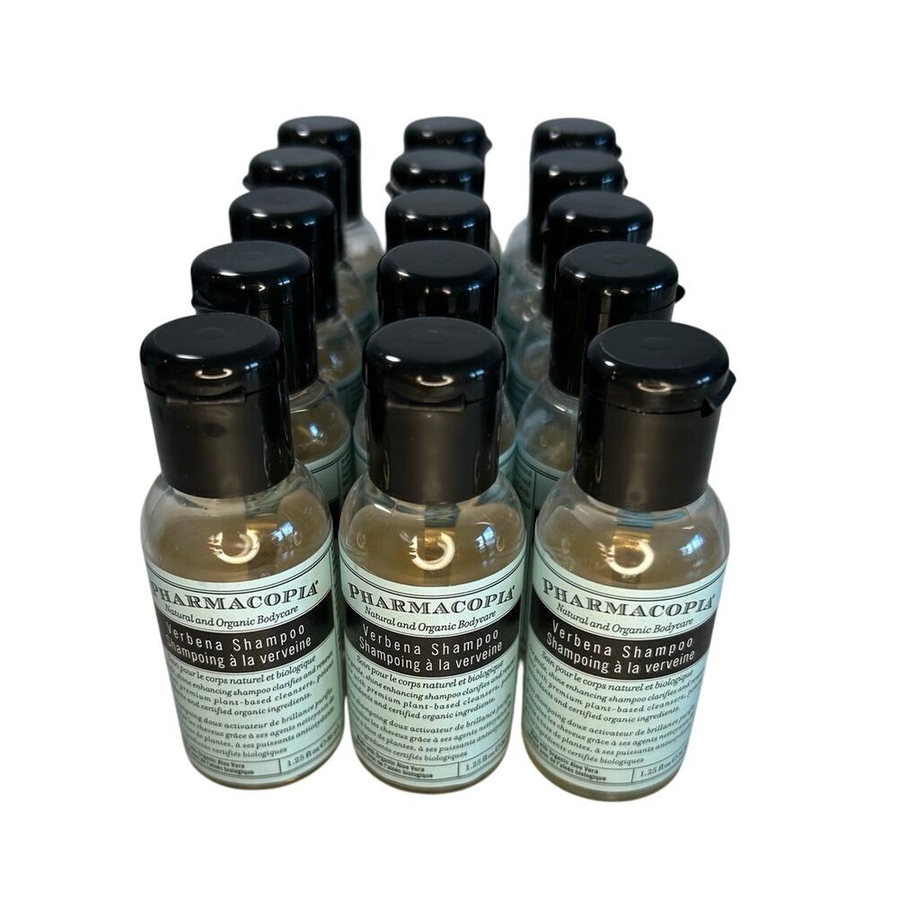 LOT of 15 Pharmacopia Natural & Organic Verbena Shampoo 1.25fl oz Travel Size